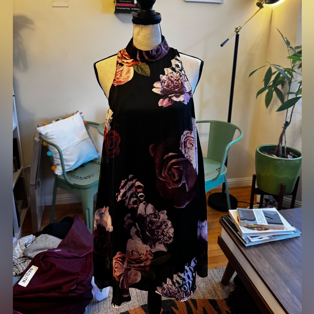 Show Me Your MuMu Black and Purple Floral Mini Dress